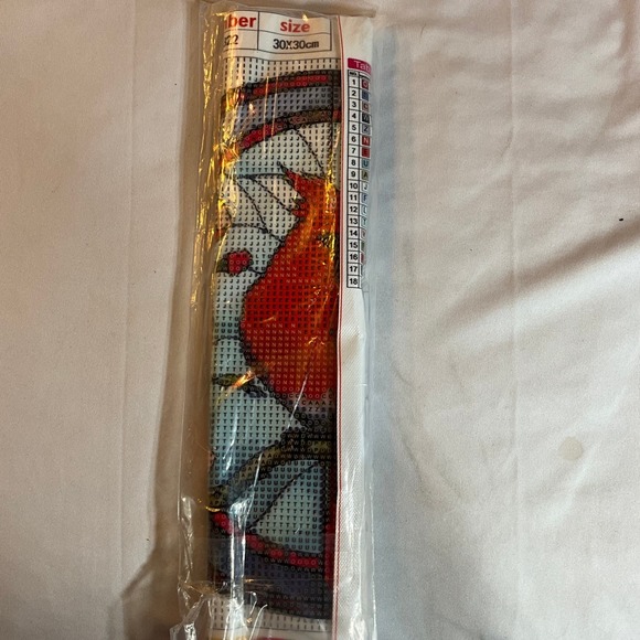 New in Package 12X12 Diamond Art Stained Glass with Cardinal and Flowers - Picture 4 of 5
